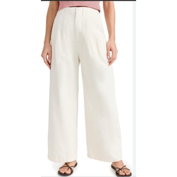 THE GREAT -  The Sculpted Trouser Natural Hemp High Rise Wide Leg Cream Size 29 - Picture 1 of 11